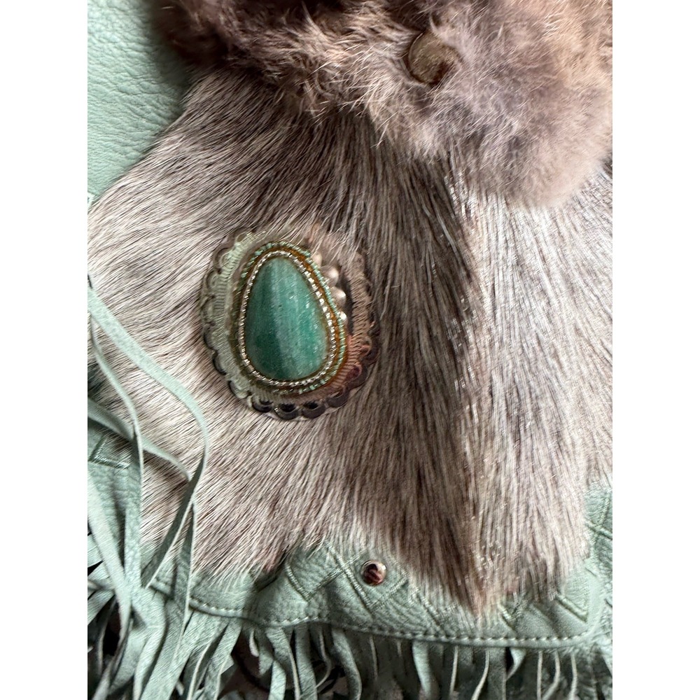 Real Fur And Turquoise Purse - Picture 2 of 5